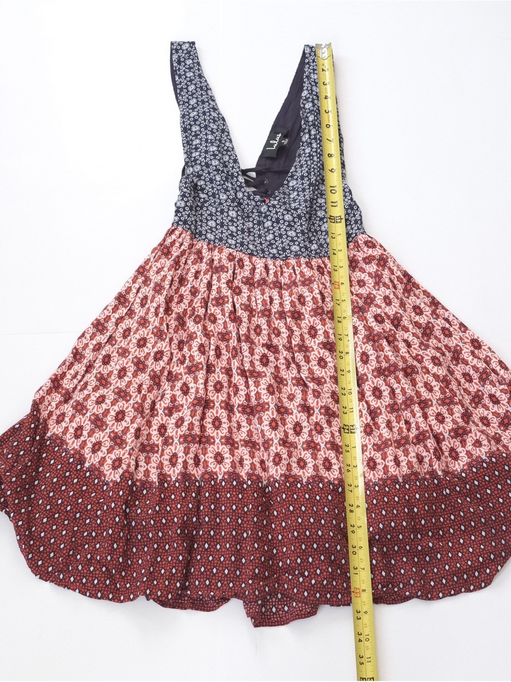 Lulus Dress La Vie Roses Navy Blue and Red Floral Print Sundress - Size Small - Picture 5 of 7